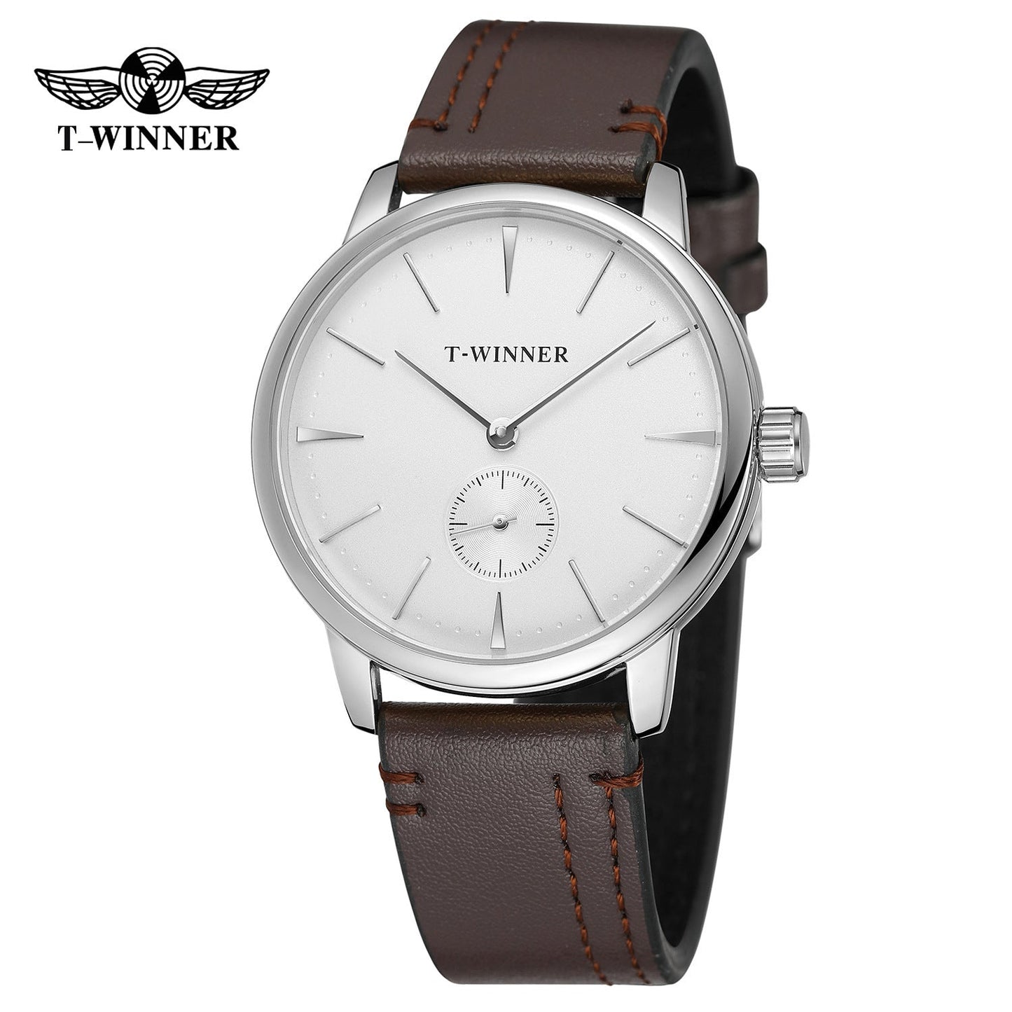 T-WINNER Waterproof Mechanical Watch for Men – Leather Strap Automatic Timepiece