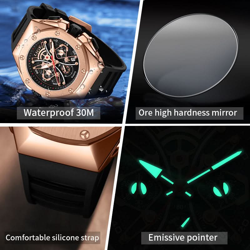 Men’s Large Dial Sports Quartz Watch – 50mm Luminous Display