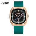 Unisex Casual Style Square Quartz Watch – Silicone Strap, 24-Hour Display