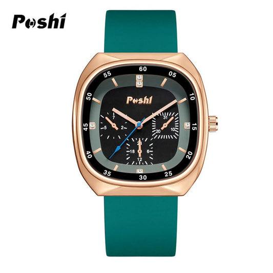 Unisex Casual Style Square Quartz Watch – Silicone Strap, 24-Hour Display