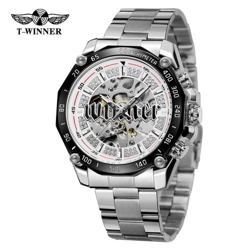 T-Winner Luxury Skeleton Automatic Mechanical Watch for Men – Fashionable Timepiece