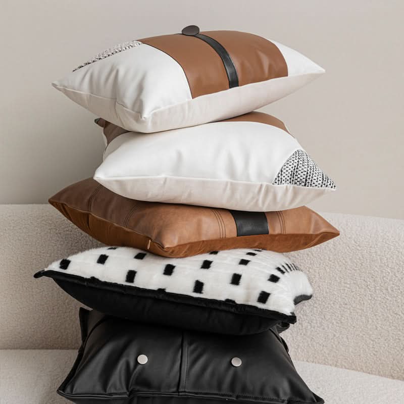 High-End Light Luxury Modern Leather Pillow Cover