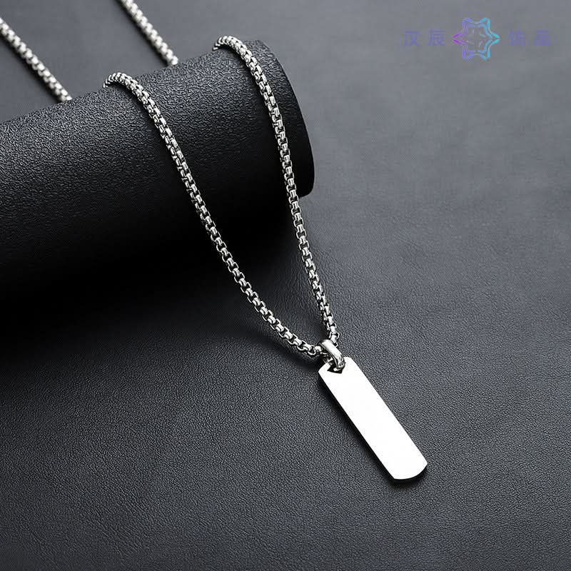 Men’s Square Geometric Necklace – Retro Minimalist Pendant