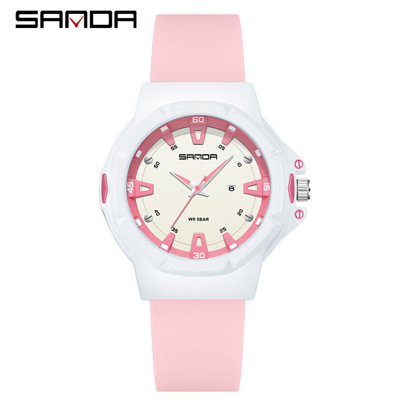 Sanda Sports Quartz Watch with Calendar – Waterproof Student Exam Watch