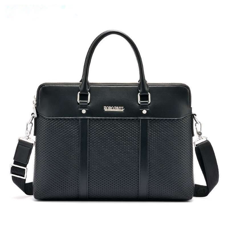 Men’s PU Leather Business Messenger Bag – 15” Laptop Briefcase with Double Zipper