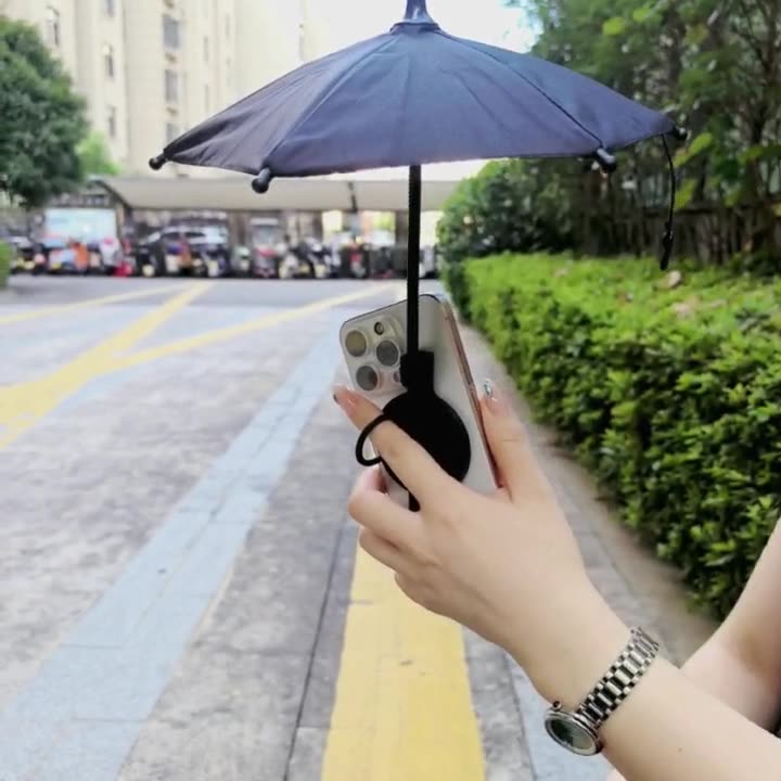 MagSafe Magnetic Telescopic Mini Umbrella Phone Stand – UV Sunshade Parasol for Smartphones