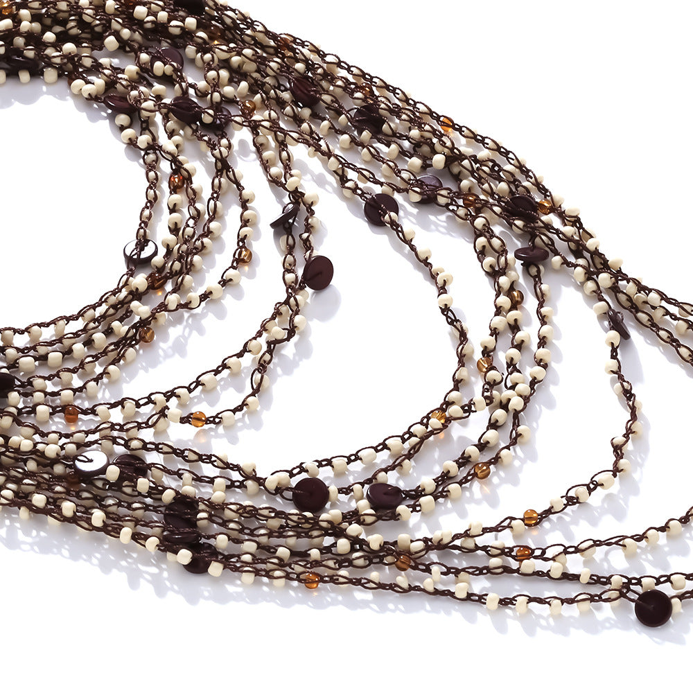 Bohemian Multi-Layer Beaded Necklace – Handmade Statement Jewelry for Women