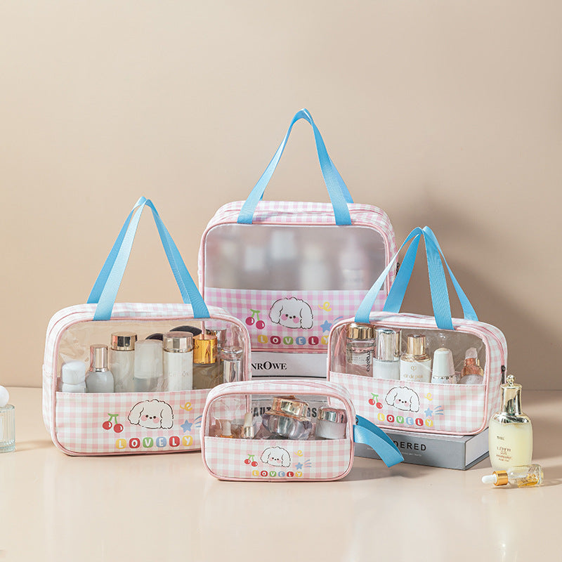 Transparent Toiletry Bag – Wet & Dry Separation PU Travel Cosmetic Organizer (Set of 4)