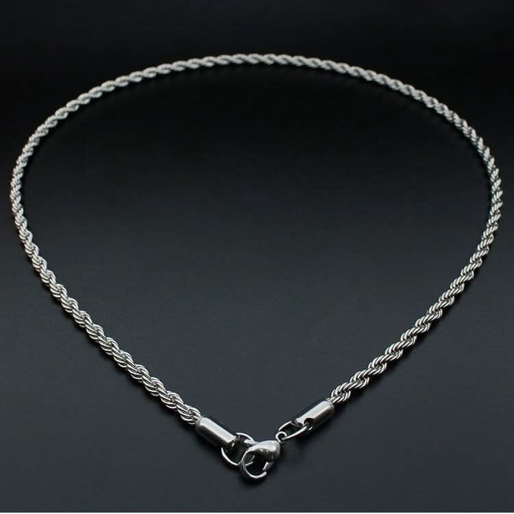 Men’s Minimalist Titanium Steel Twist Chain Necklace – Durable