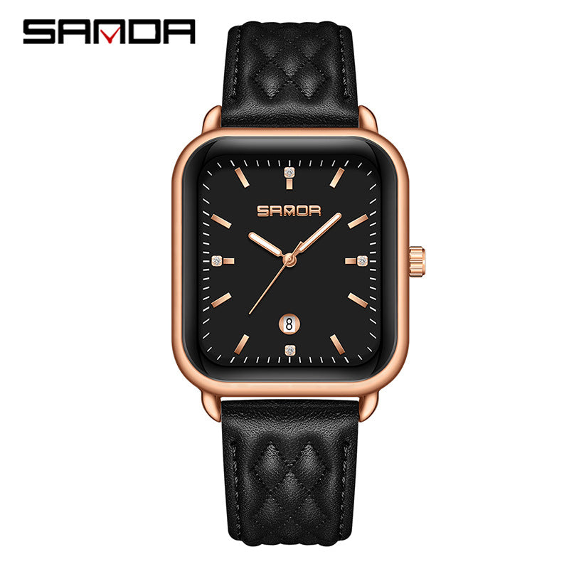 Sanda Women's Silicone Quartz Watch – Square Dial, 30M Waterproof Casual Analog Watch