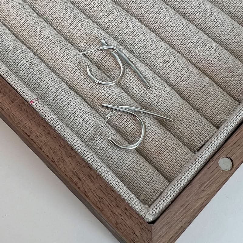 Geometric Silver Line Earrings for Women