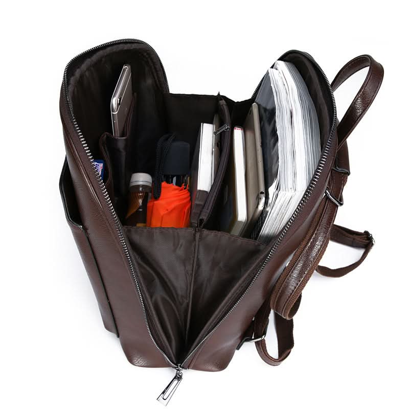 Unisex PU Leather Luxury Backpack – With Laptop Compartment