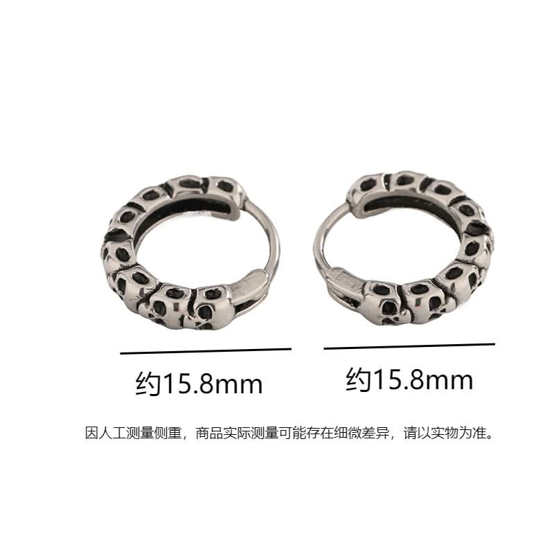 Unisex Punk Skull Earrings – Silver Demon Design Jewelry