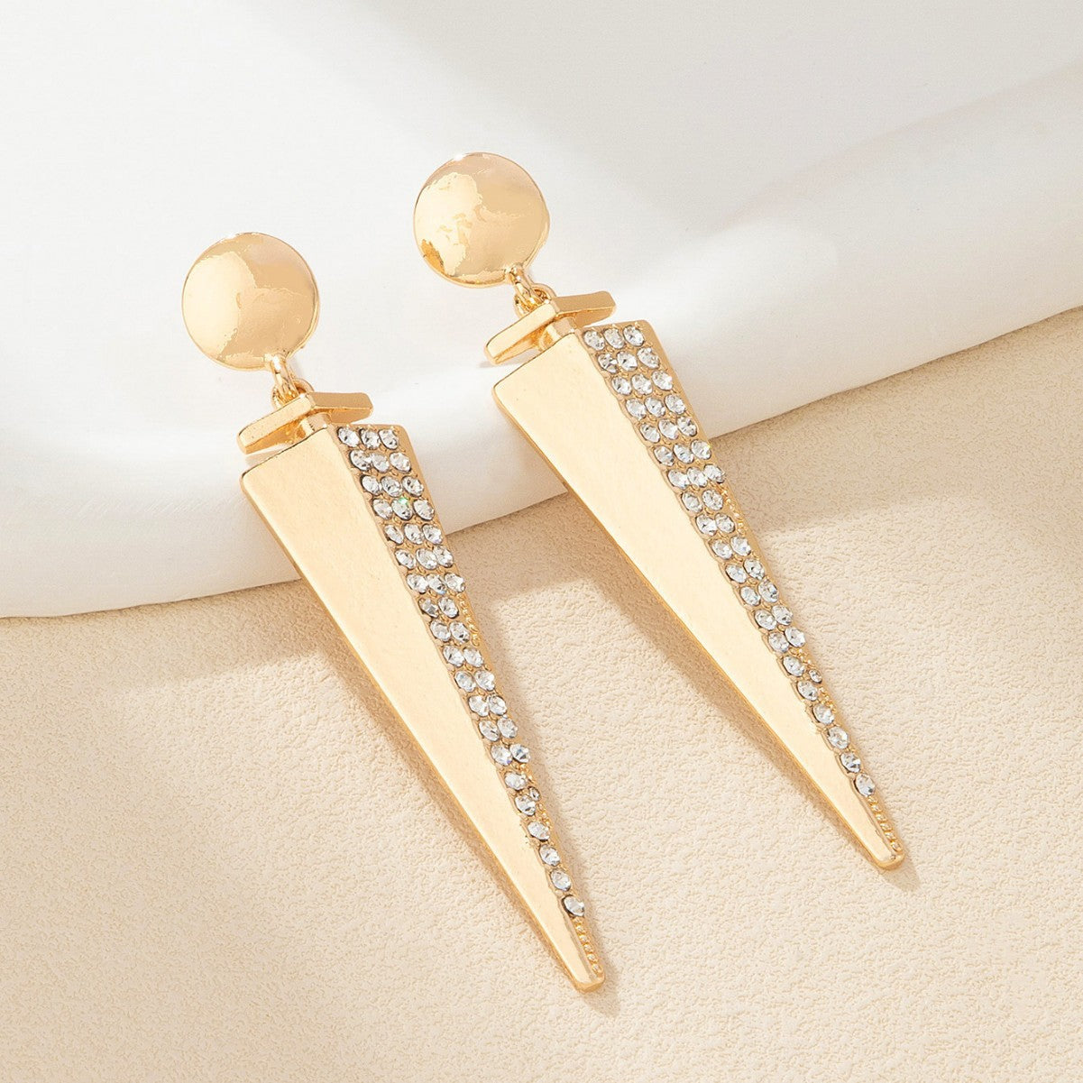 Triangle Geometric Earrings for Women – Shiny Diamond Inlaid Fashion Jewelry