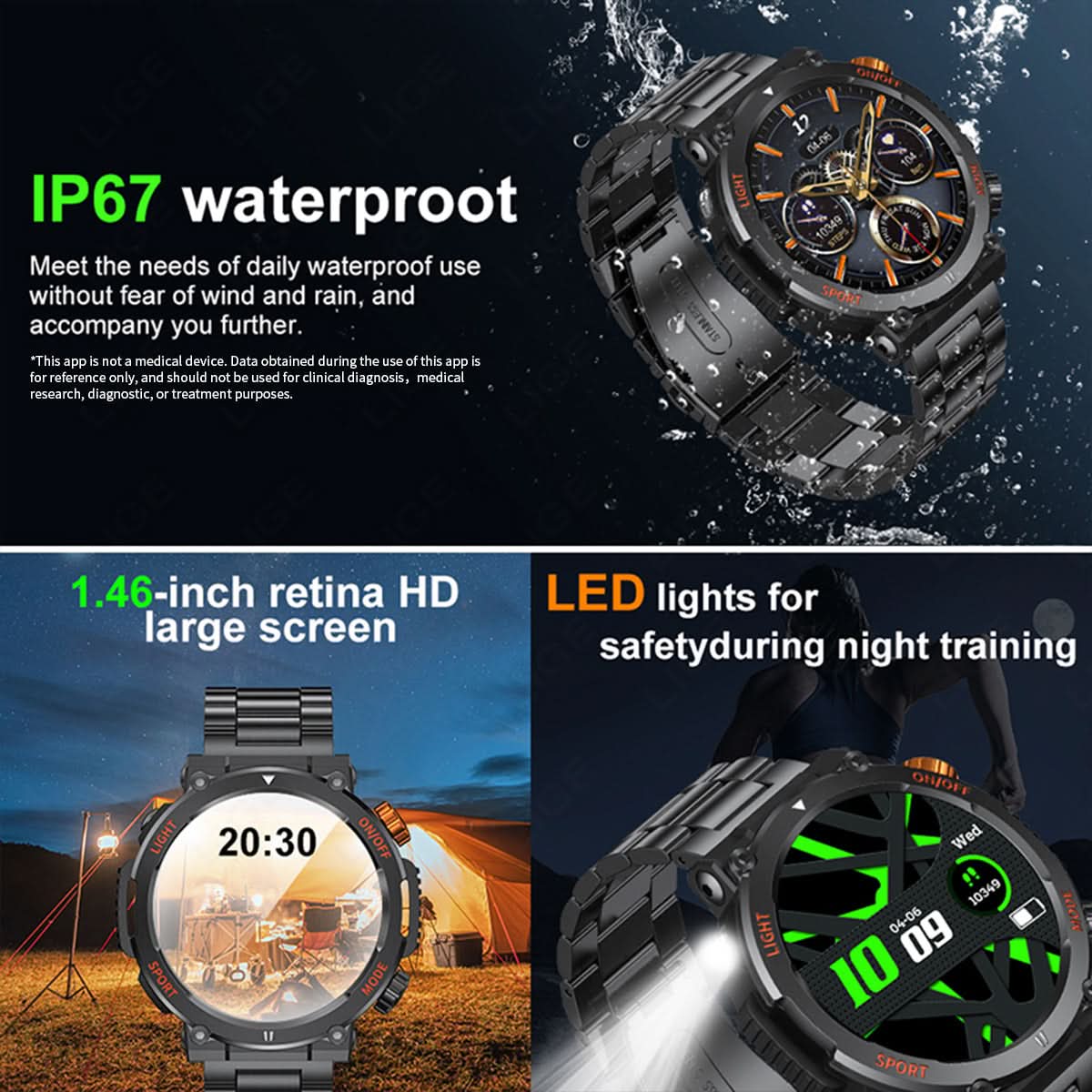 Round Dial Smartwatch for Men – Bluetooth Call, Heart Rate & Blood Pressure Monitor