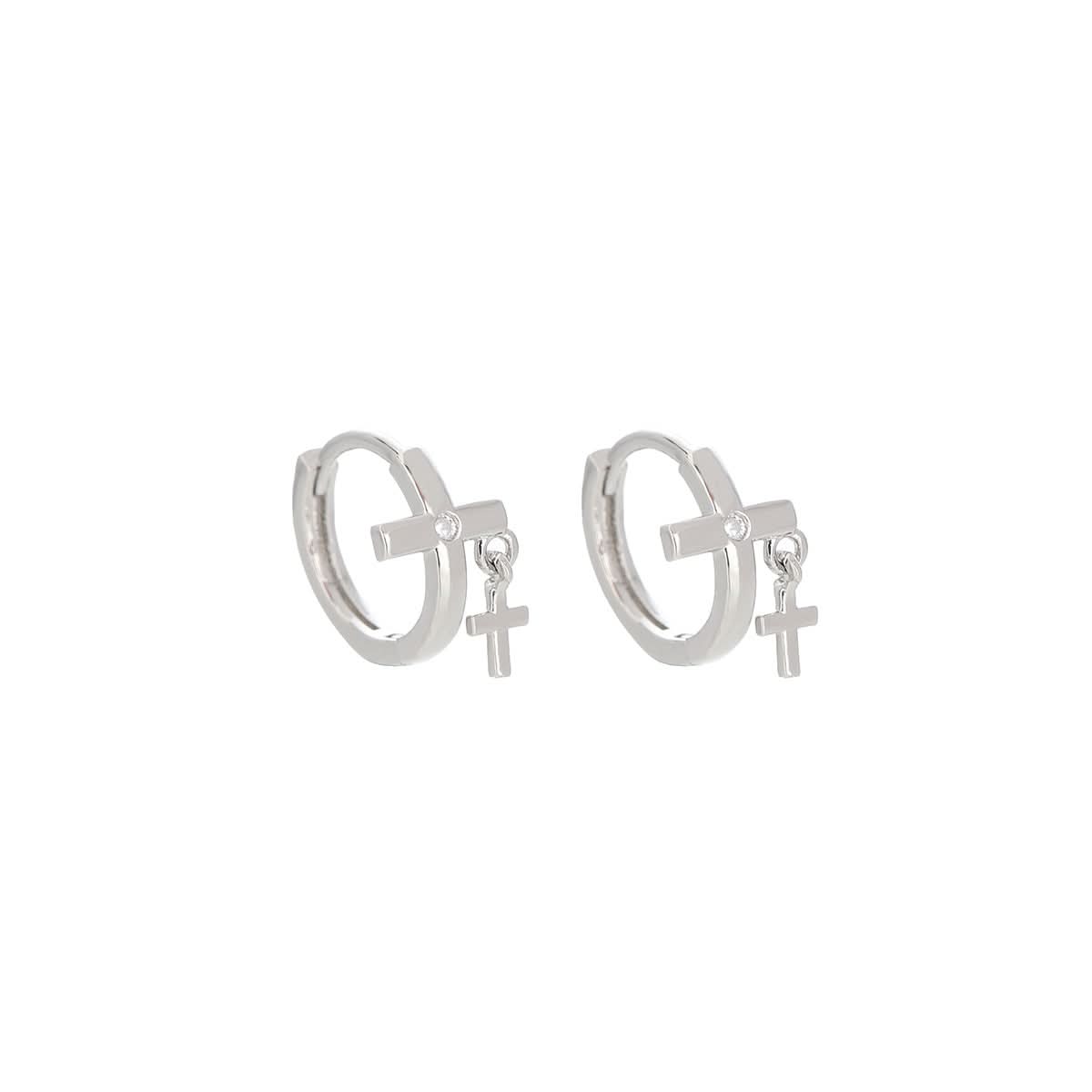 Men’s Trendy Double Cross Earrings – Stylish & Versatile Design