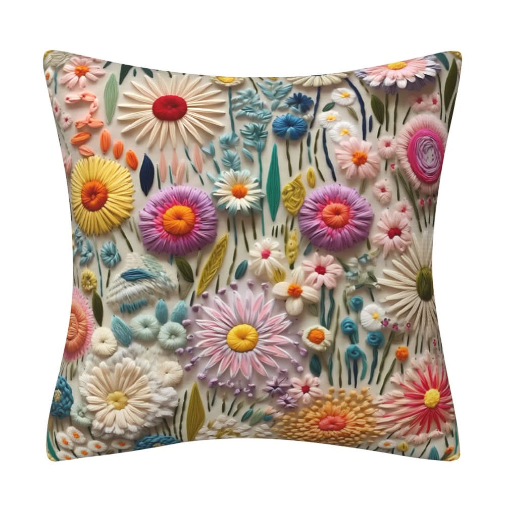 3D Imitation Embroidery Flower Pillow Cover