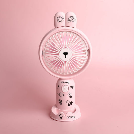 Portable USB Desk Fan – Mini Cartoon Handheld Cooling Fan with Rechargeable USB Charging, Quiet Desktop Air Fan for Students & Travel