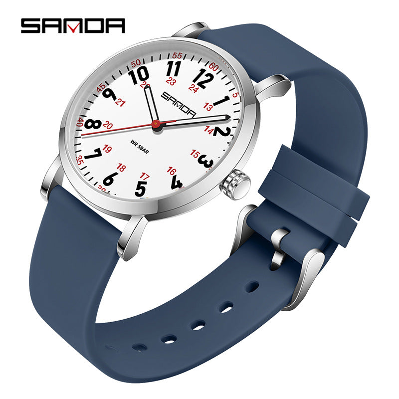 Sanda Women’s Luxury Quartz Watch – Elegant Waterproof Silicone Strap Fashion Watch