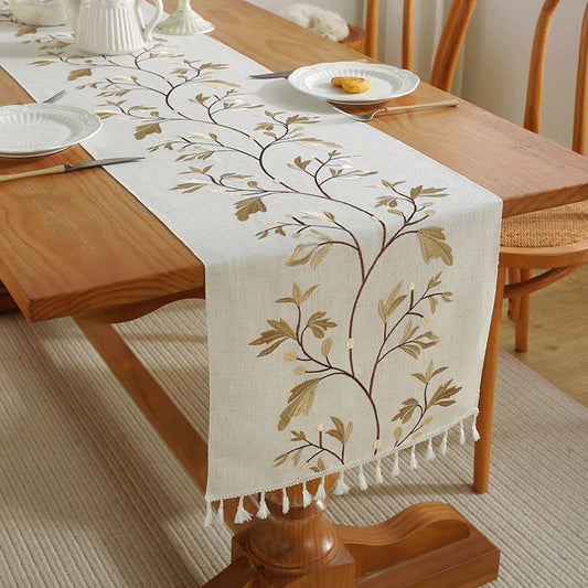 Embroidered American Style Table Runner with Tassels