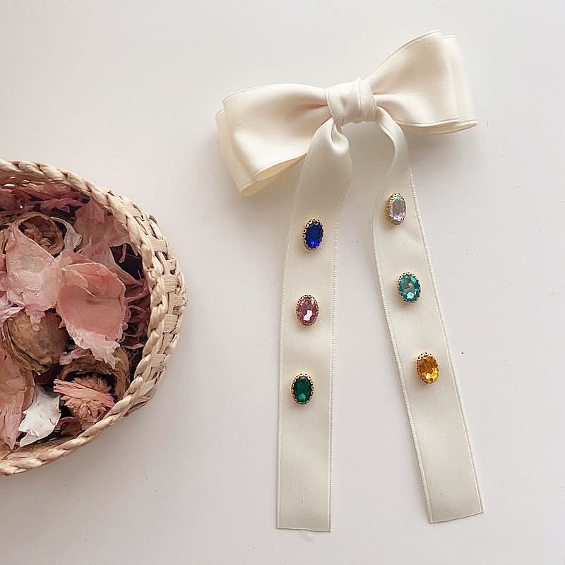 Double-Layer Bow Diamond Ribbon Hair Clip for Girls