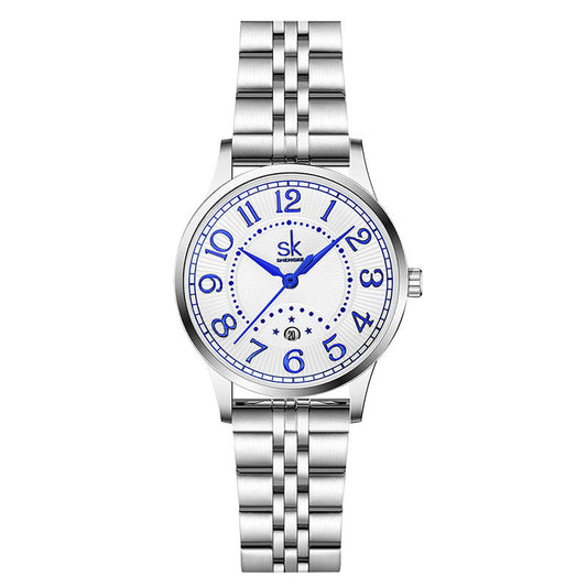 SK Women’s Business Quartz Watch – Waterproof Stainless Steel Calendar Wristwatch