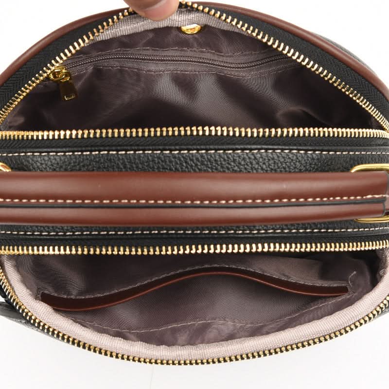 Women's Trendy Small Round Shoulder Bag with Multi-Compartment Design