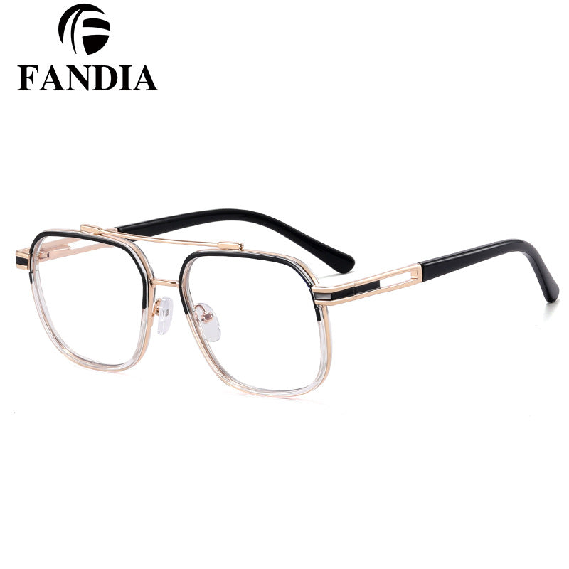 Men’s Polygonal Anti-Blue Light Glasses – Metal Double Beam Frame | Myopia-Ready