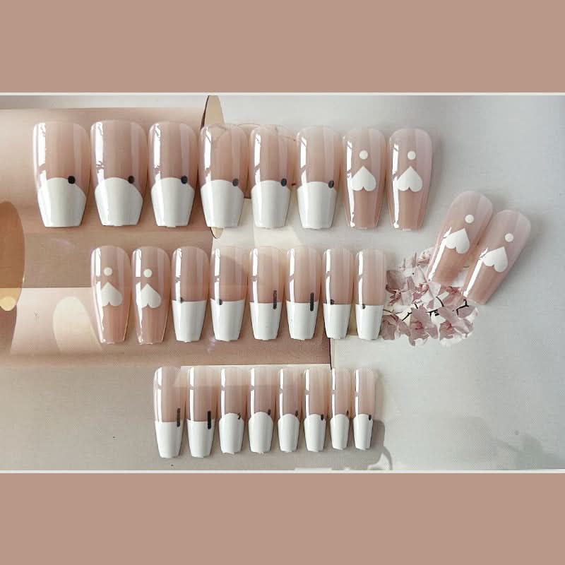 Graffiti Love Medium Trapezoidal Nail Patches – Milky White Minimalist
