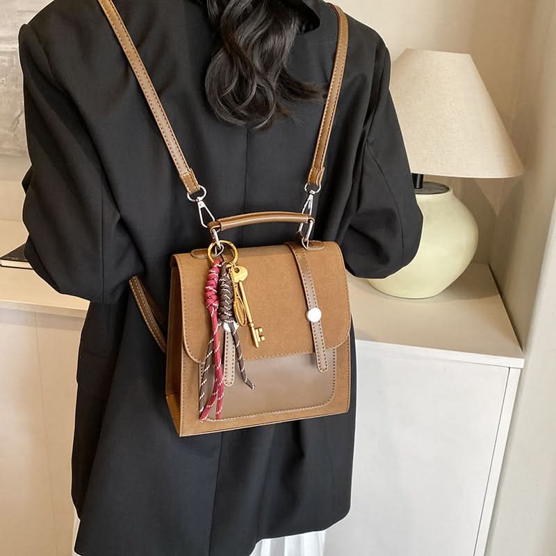 Women's Retro Leather Backpack – Stylish Multifunctional Bag with Handle