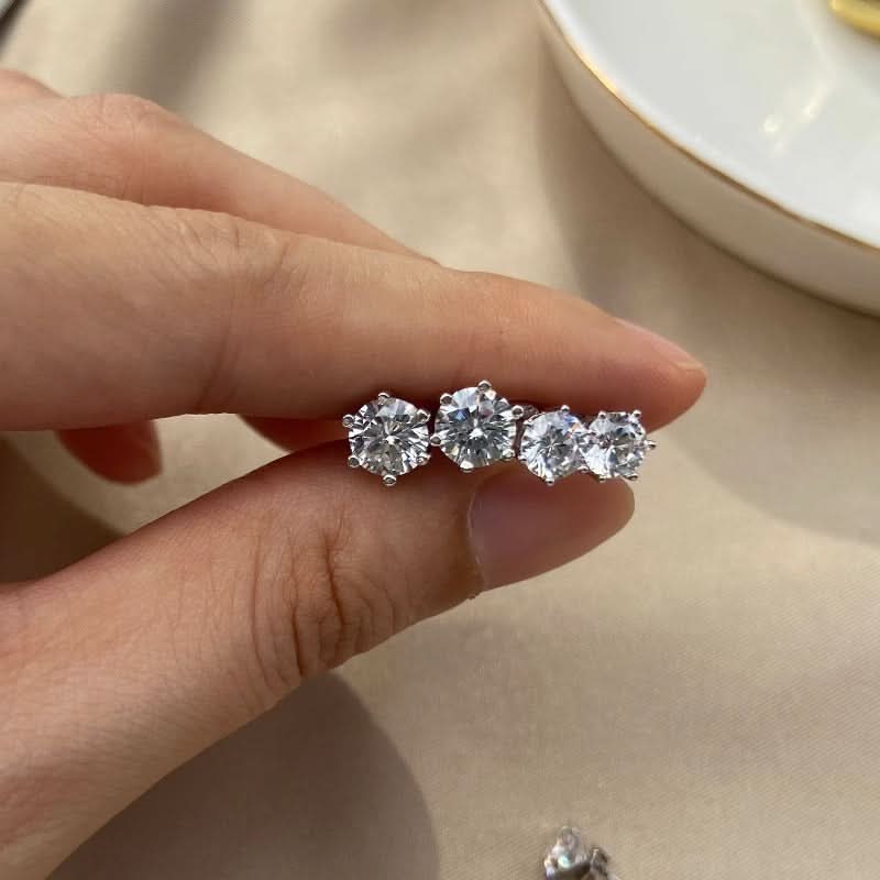 Men’s Trendy Six-Claw Zircon Stud Earrings - Hip-Hop Jewelry