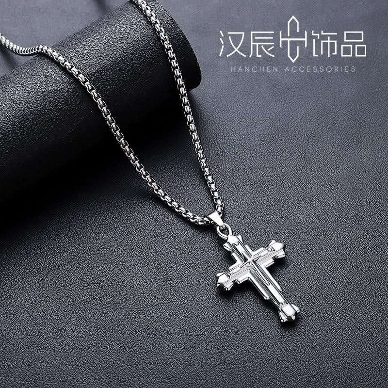 Men’s Retro Titanium Steel Cross Necklace – Minimalist