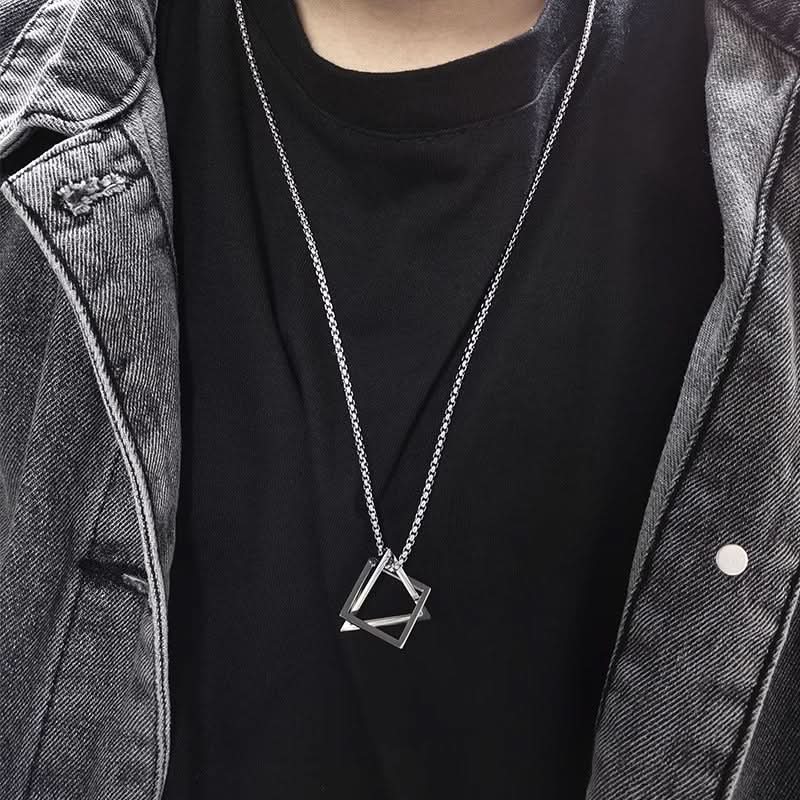 Men’s Hip-Hop Pendant Necklace – Geometric Chain