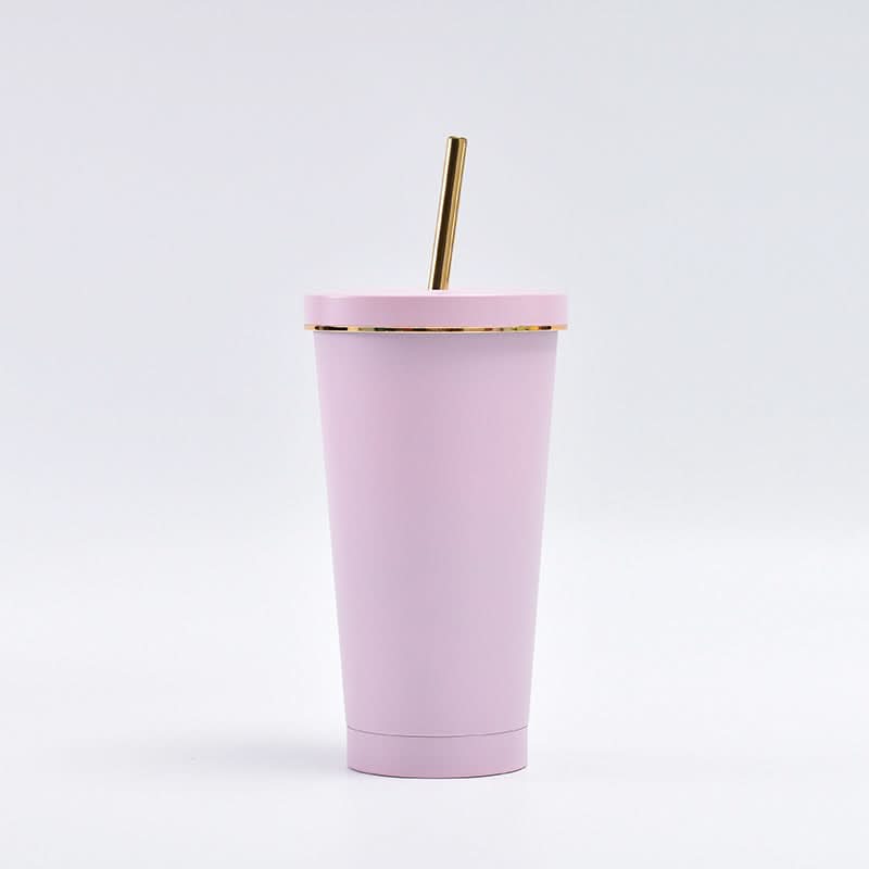 Stainless Steel Vacuum Insulated Coffee Tumbler with Straw – Double-Layer