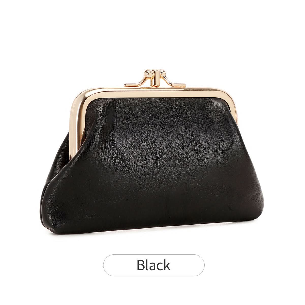 Women's PU Leather Coin Purse – Retro Clip Key Card Wallet