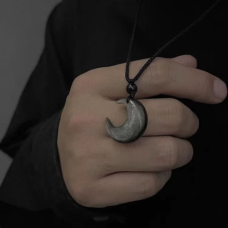 Men’s Crescent Moon Necklace – Handwoven Lanyard
