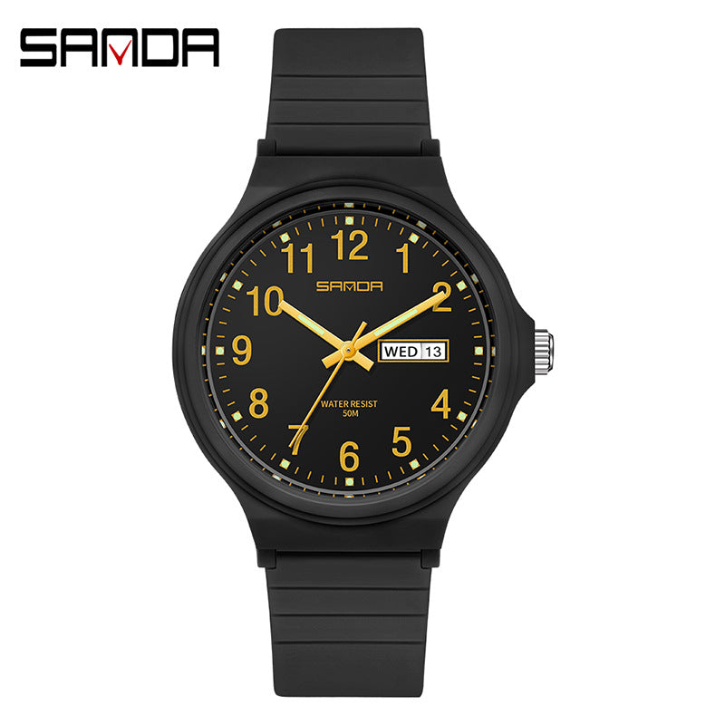 Sanda Dual Calendar Quartz Watch – Waterproof Casual Student Watch for Kids