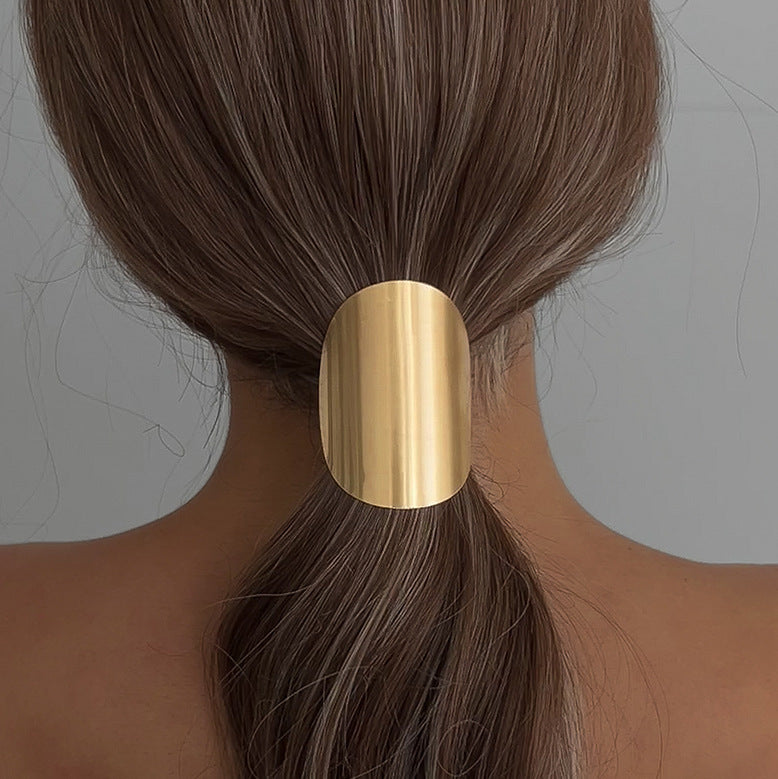 Sleek Metal Hair Cuff Rope – Minimal Chic Ponytail Holder for Women