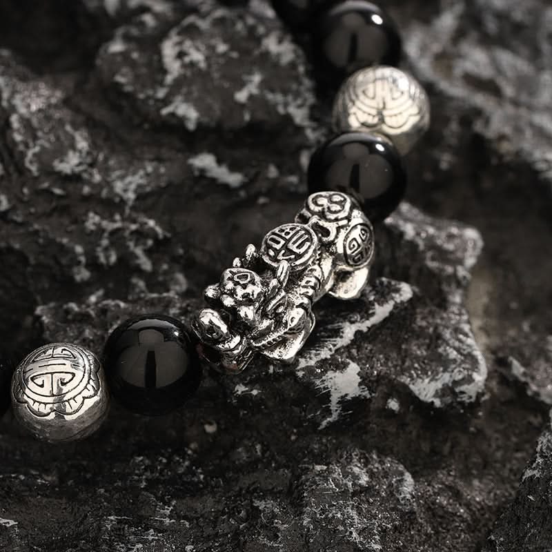 Men’s Stylish Obsidian Pixiu Bracelet – Braided Wealth Jewelry