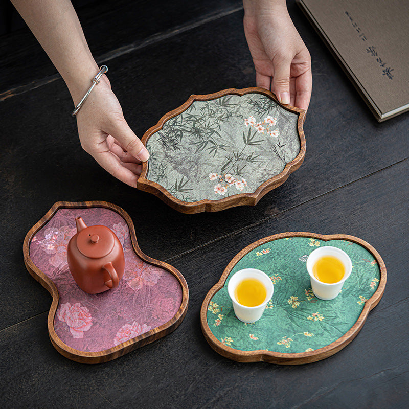 Walnut Wood Tea Tray – Durable Chinese Style Pot Holder for Home Kung Fu Tea Sets