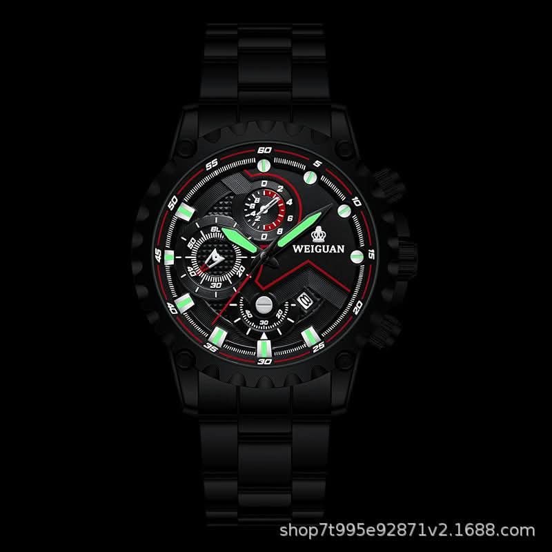 Black Warrior Men’s Classic Watch – Waterproof, Luminous, Calendar Display