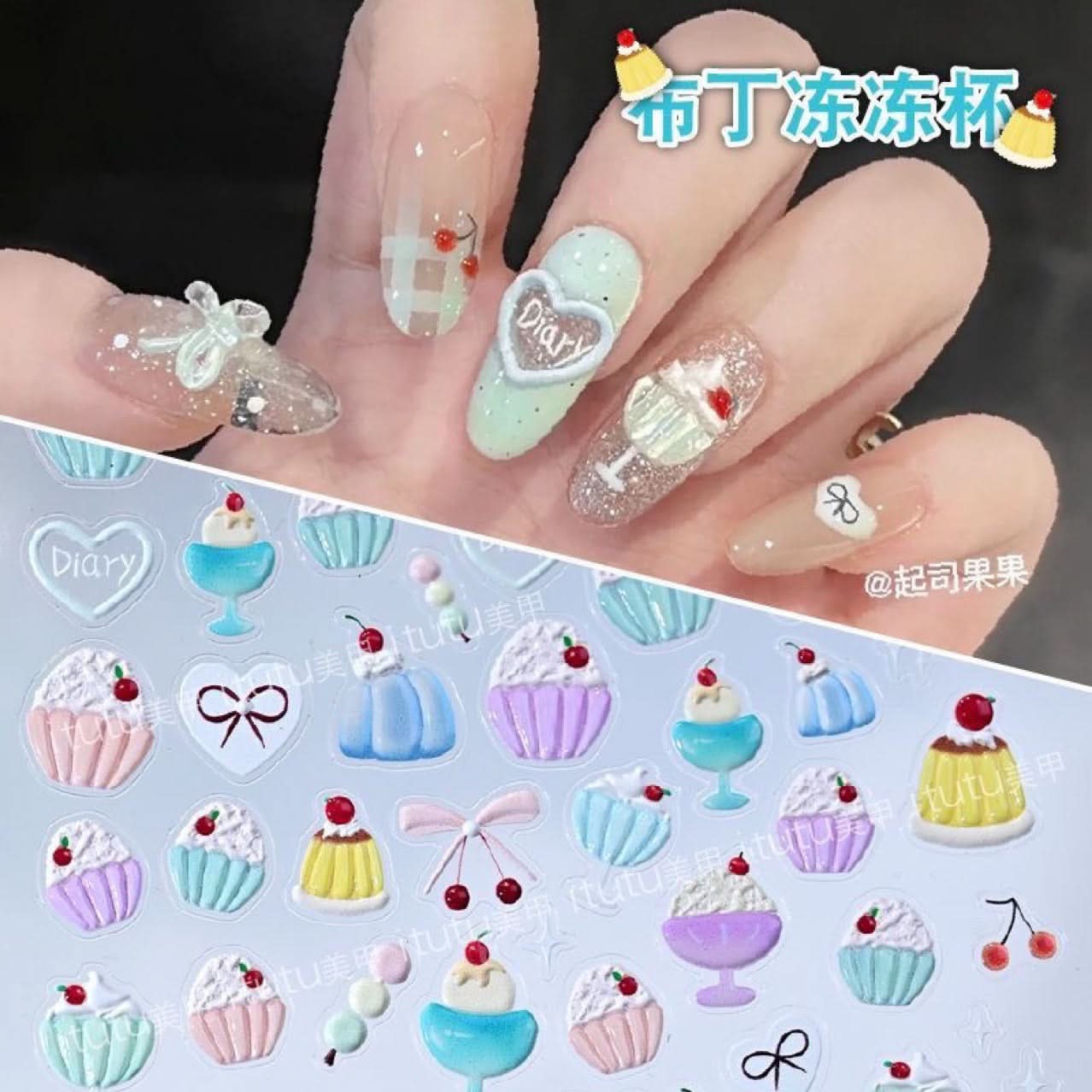 Colorful Jelly Cup Nail Stickers