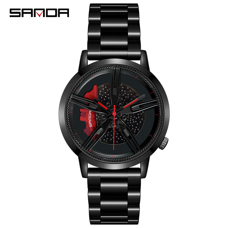 Sanda Men's Quartz Watch – Sports Car Series, Steel Band, Waterproof Stylish Timepiece