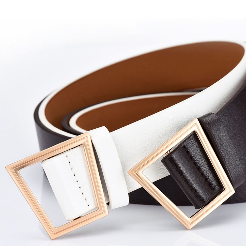 Women's Trendy Wide PU Leather Belt – Trapezoid Buckle