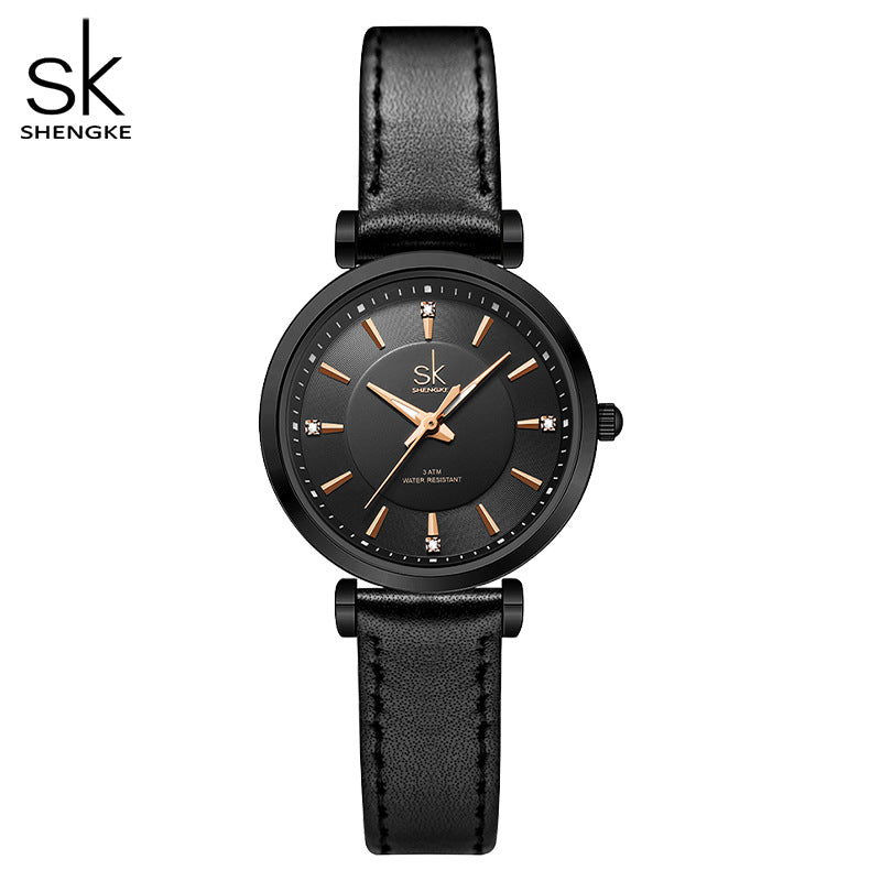 SK Women’s Business Quartz Watch – Diamond Accent, Thin Strap, 30M Waterproof