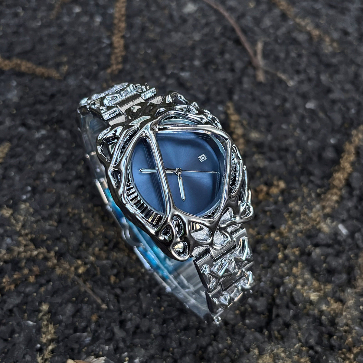 Men’s Spider Web Quartz Watch – Waterproof Fashion Wristwatch with Alloy Strap