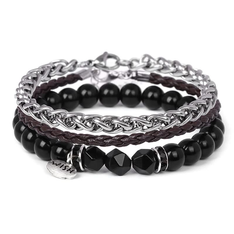 Men’s Retro 3-Piece Bracelet Set – Stylish Layered Design