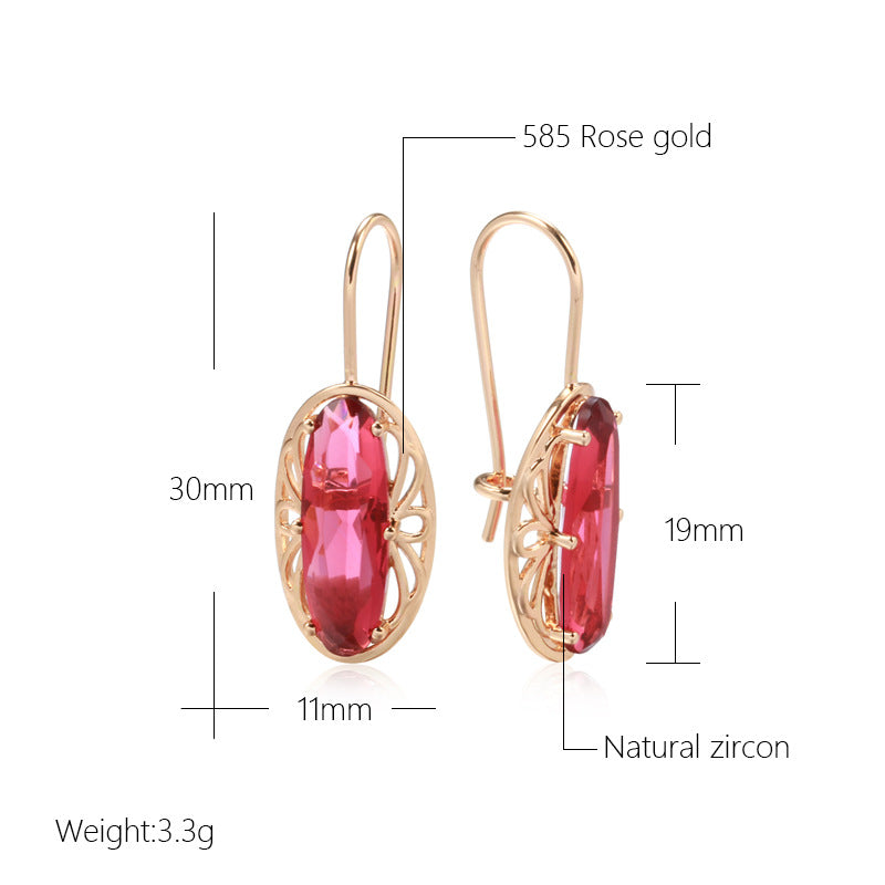 Red Zircon Earrings – Retro Geometric Jewelry for Women