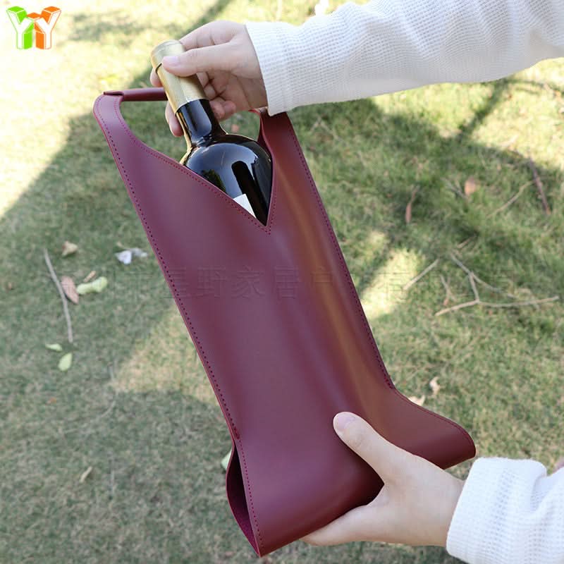 Portable PU Leather Wine Bag