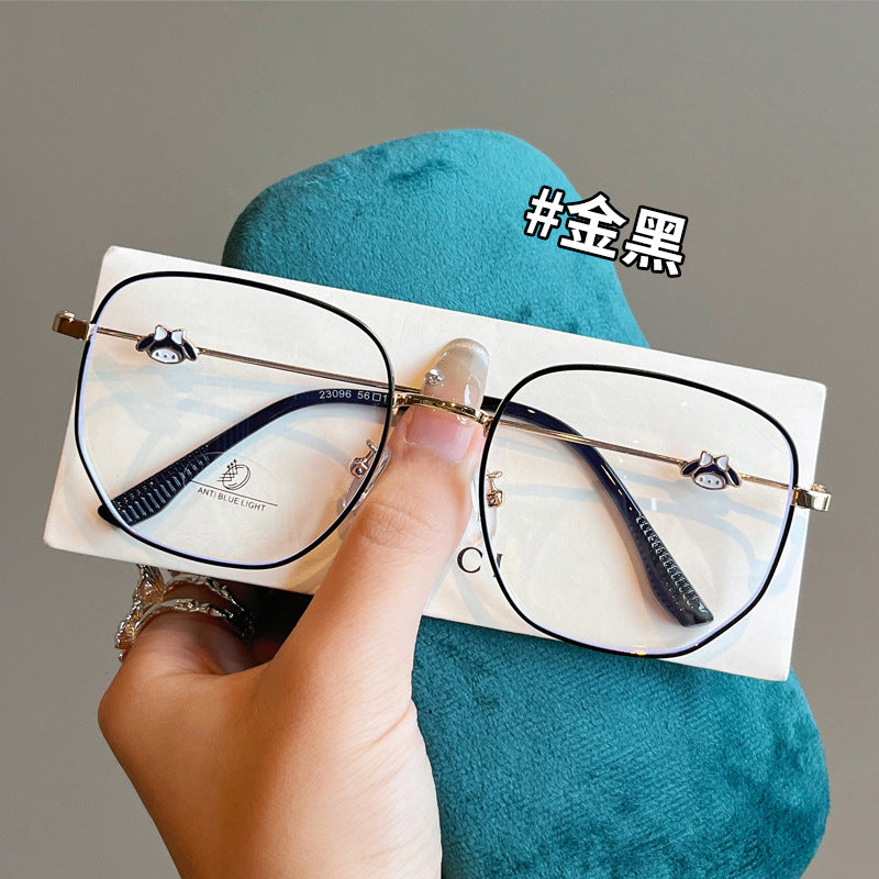Korean-Style Irregular Metal Frame Glasses – Anti-Blue Light Full-Rim Polygon Eyewear
